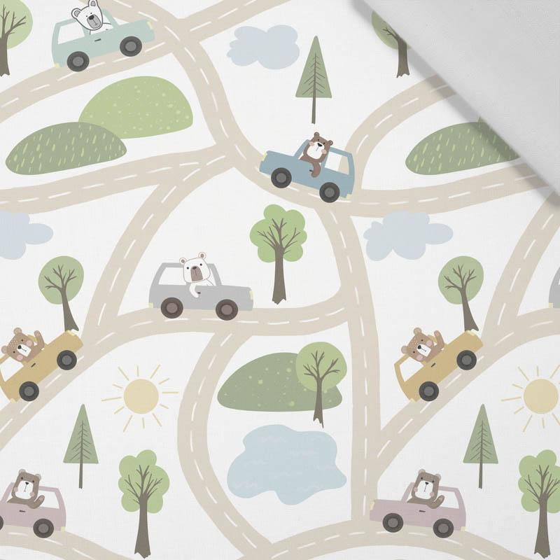 COLORFUL CARS / streets (CITY BEARS) - Cotton woven fabric