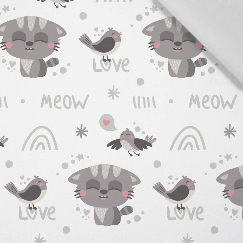 CATS AND SPARROWS (CATS WORLD) / white - Cotton woven fabric