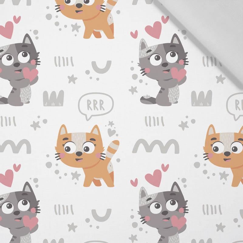 CATS IN LOVE pat. 2 (CATS WORLD) / white - Cotton woven fabric