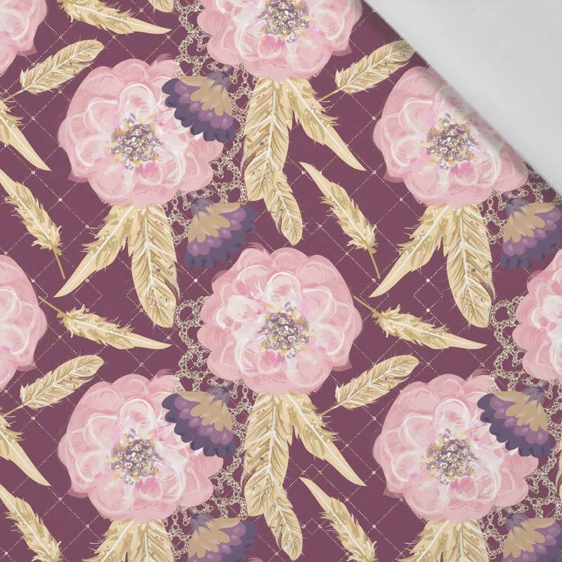 FLOWERS AND GOLDEN FEATHERS pat. 1 - Cotton woven fabric