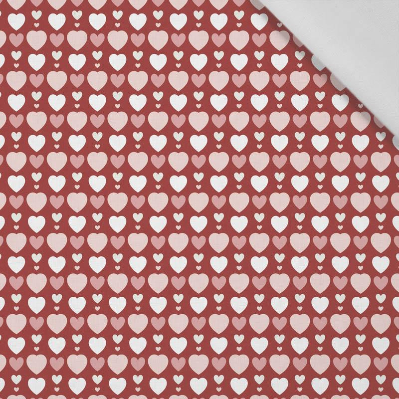 HEART BEADS / red (VALENTINE'S HEARTS) - Cotton woven fabric
