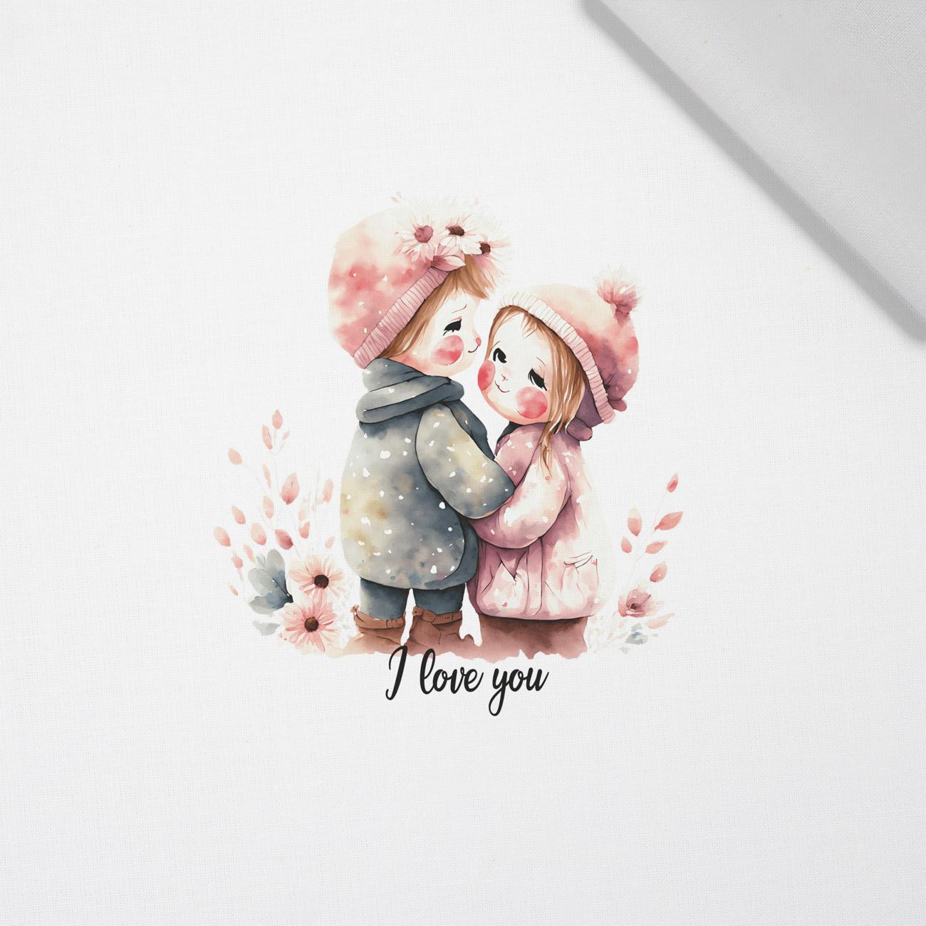 CUTE COUPLE - panel (60cm x 50cm) Cotton woven fabric