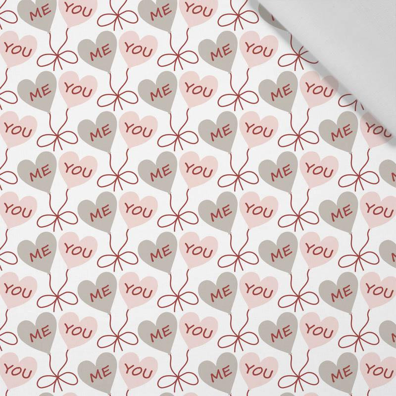 HEARTS (BALLOONS) / white (VALENTINE'S HEARTS) - Cotton woven fabric