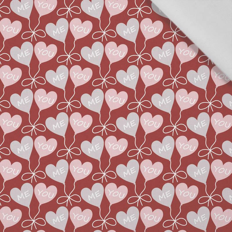 HEARTS (BALLOONS) / red (VALENTINE'S HEARTS) - Cotton woven fabric