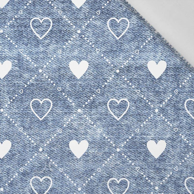 HEARTS AND RHOMBUSES / vinage look jeans (blue) - Cotton woven fabric