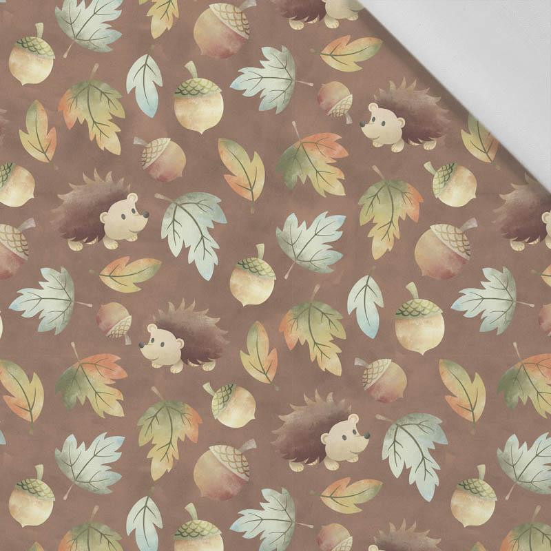 50CM HEDGEHOGS IN LEAVES (AUTUMN GIRL) - Cotton woven fabric
