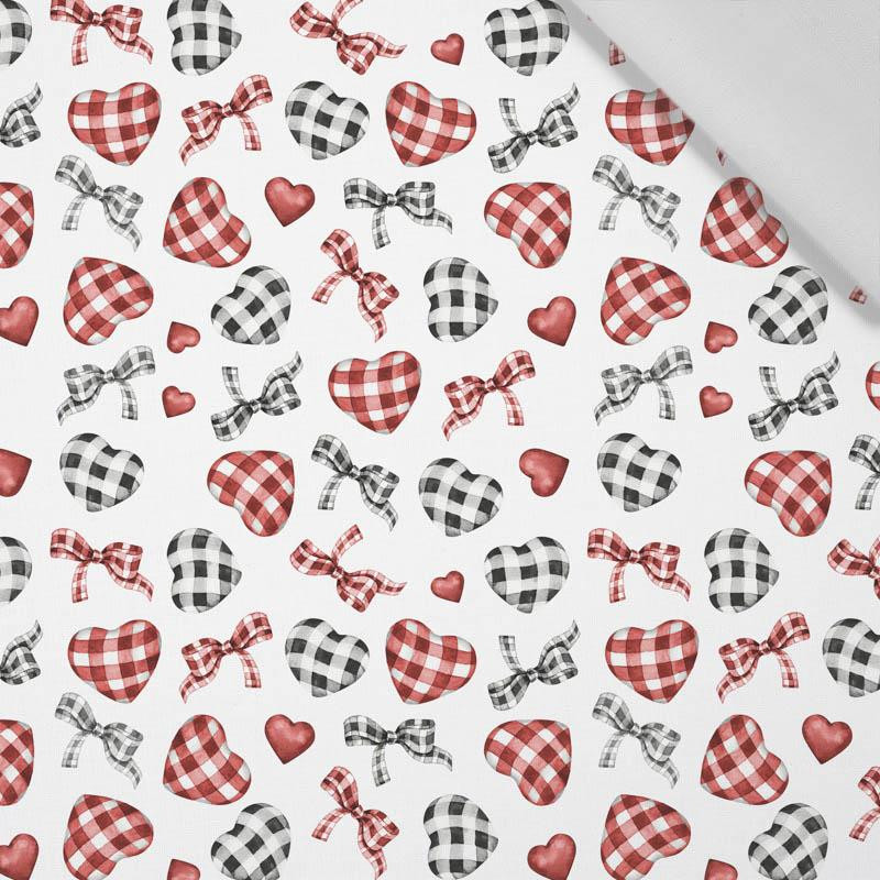 HEARTS / MINI VICHY GRID (CHECK AND ROSES) - Cotton woven fabric
