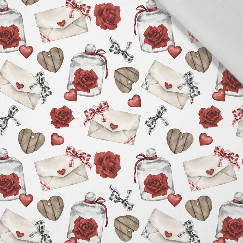 LETTERS AND ROSES (CHECK AND ROSES) - Cotton woven fabric