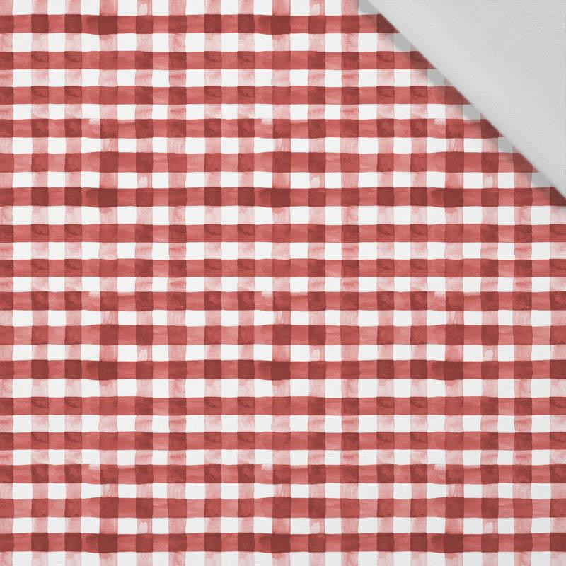 MINI VICHY GRID / red (CHECK AND ROSES) - Cotton woven fabric