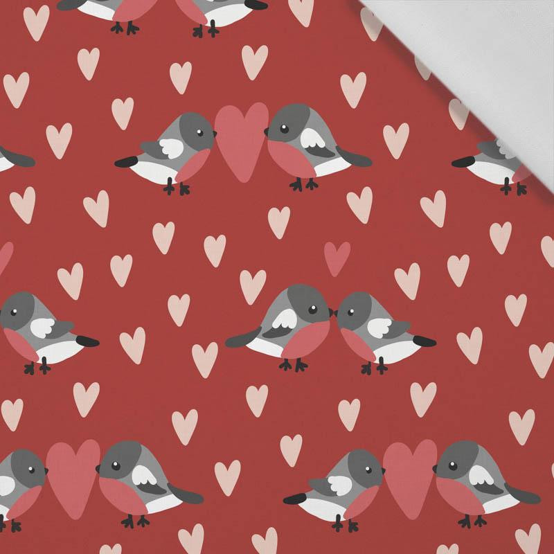 BIRDS IN LOVE PAT. 2 / RED (BIRDS IN LOVE) - Cotton woven fabric