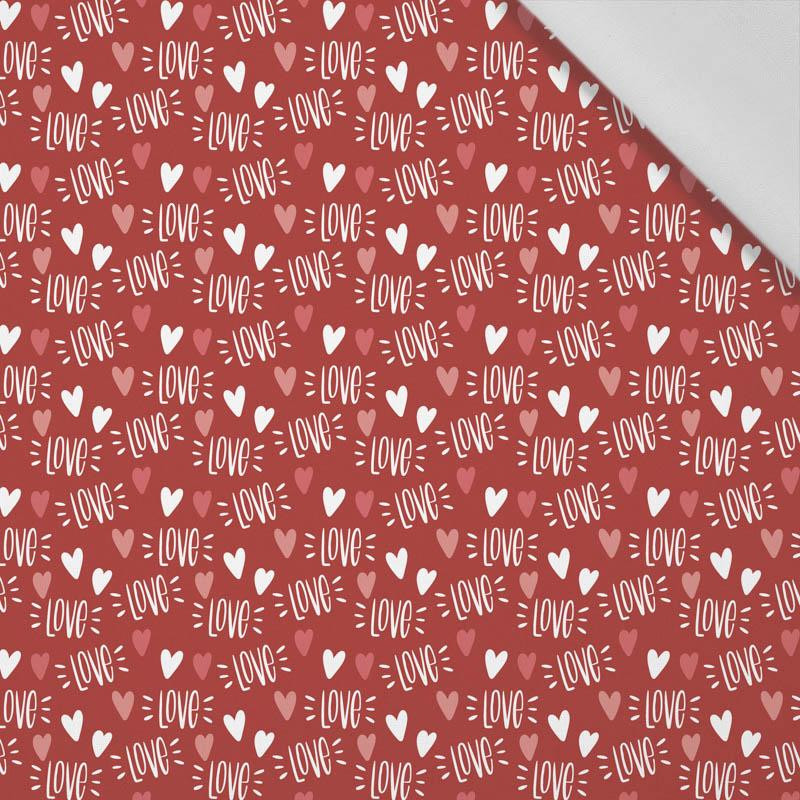 LOVE pat. 2 / red (BIRDS IN LOVE) - Cotton woven fabric