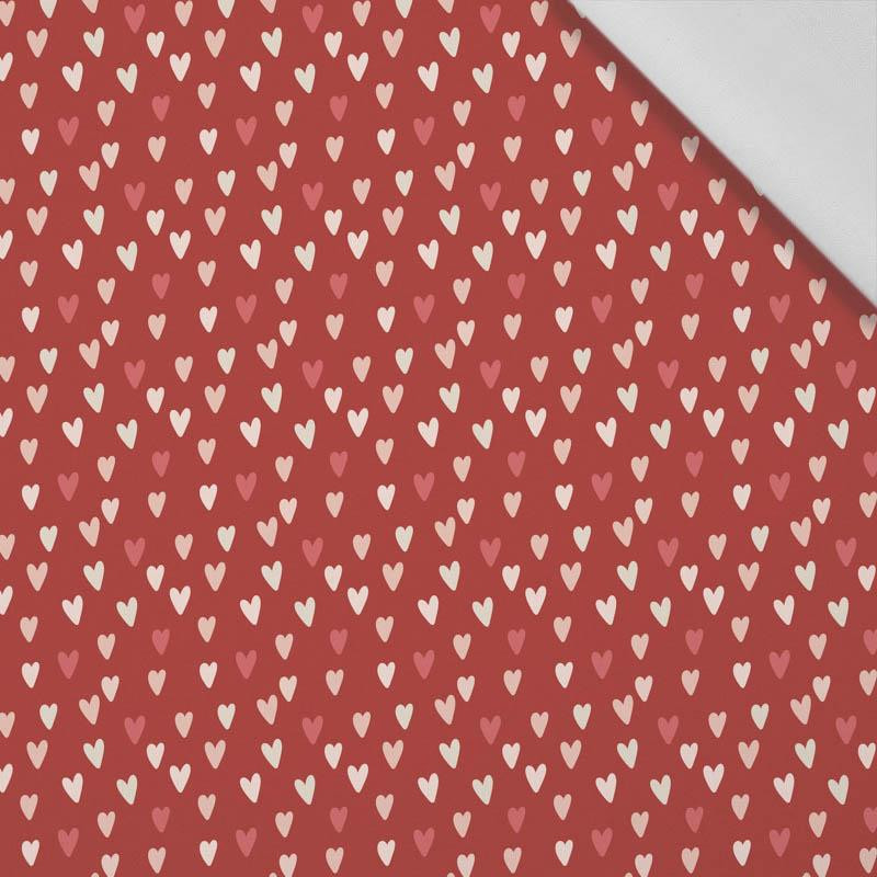 MINI HEARTS / RED (BIRDS IN LOVE) - Cotton woven fabric