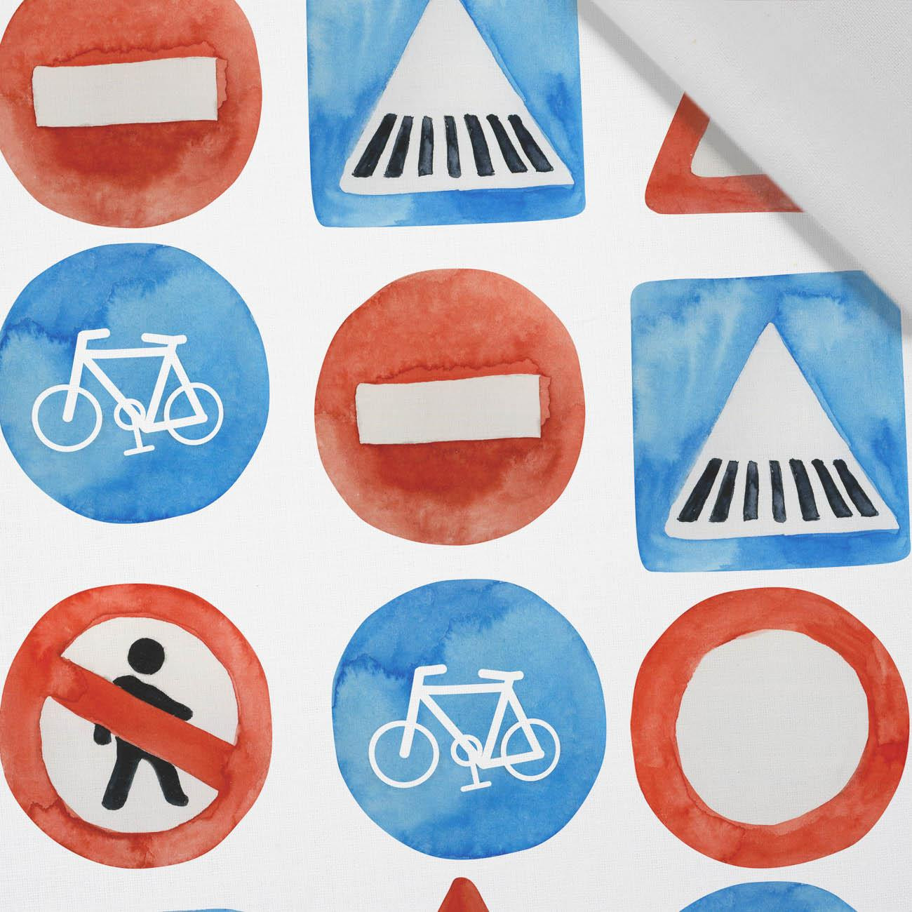 ROAD SIGNS (COLORFUL TRANSPORT) - Cotton woven fabric