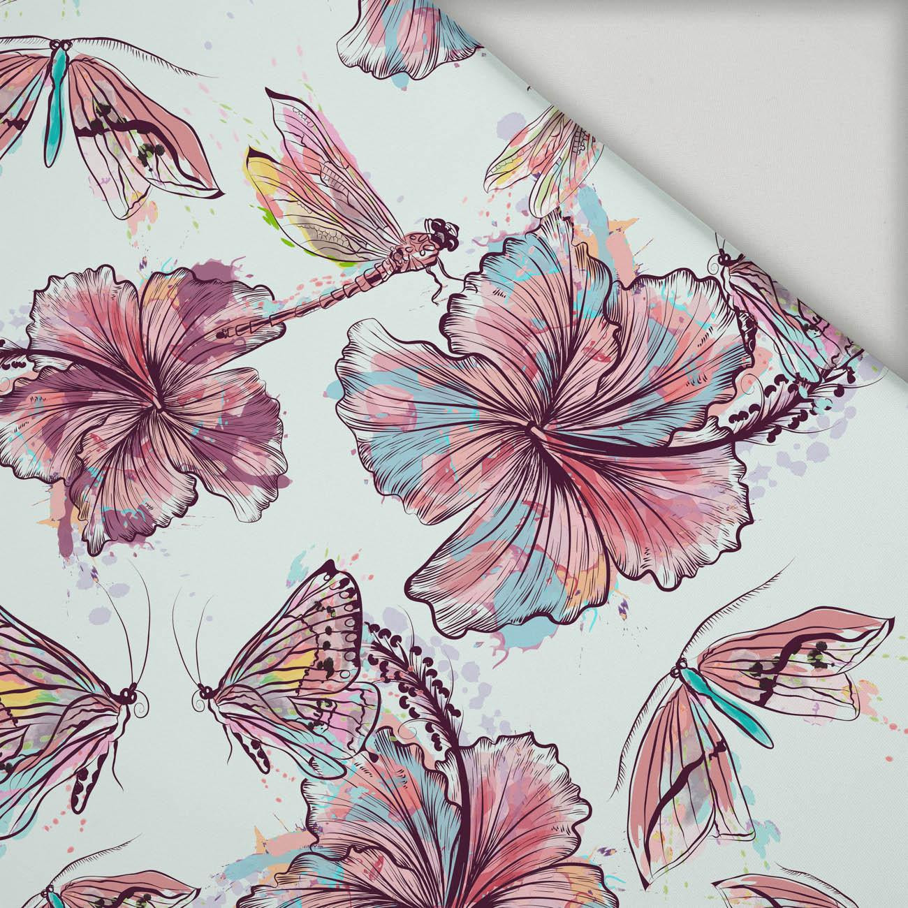 HIBISCUS AND BUTTERFLIES - Quick-drying woven fabric