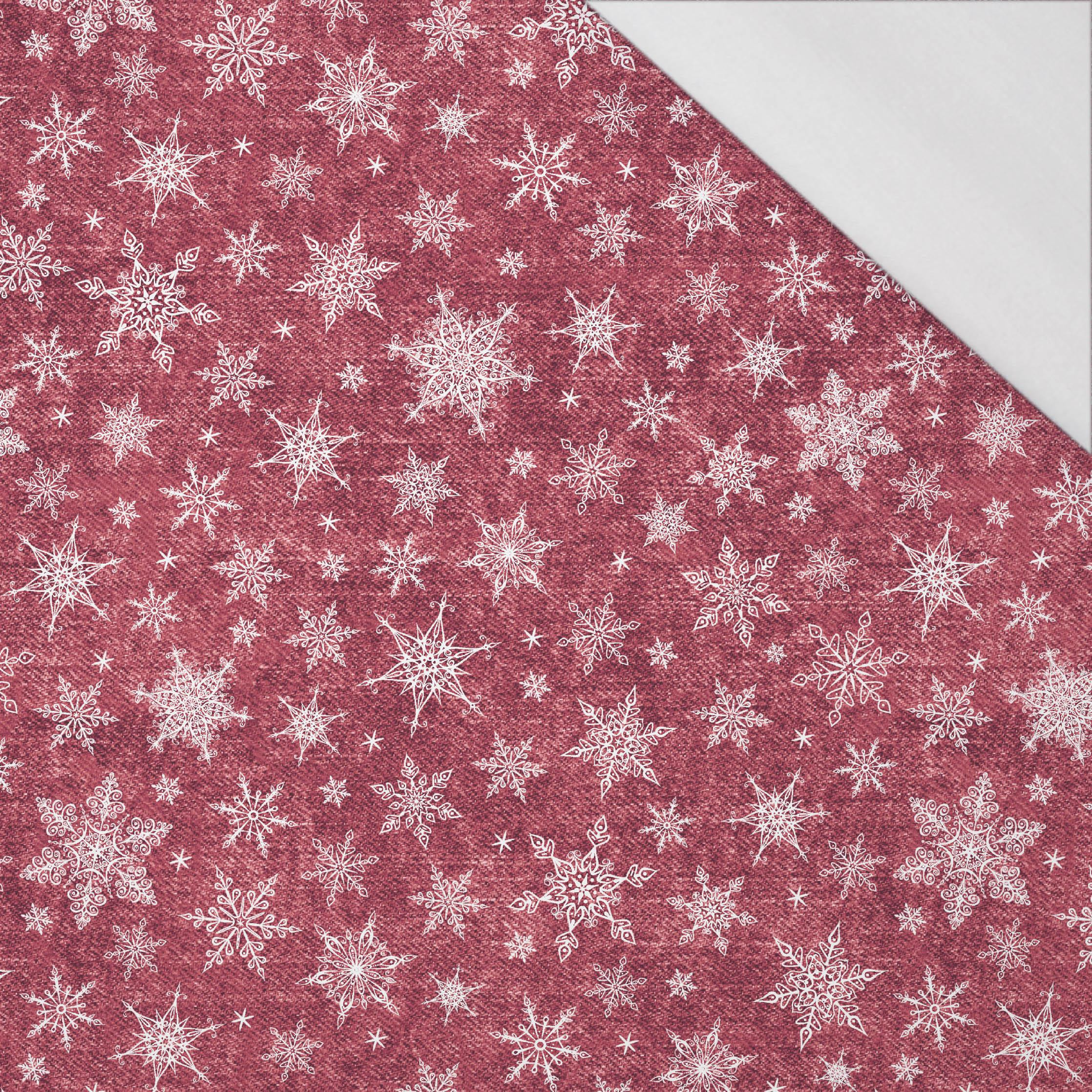 SNOWFLAKES PAT. 2 / ACID WASH MAROON  - single jersey with elastane 