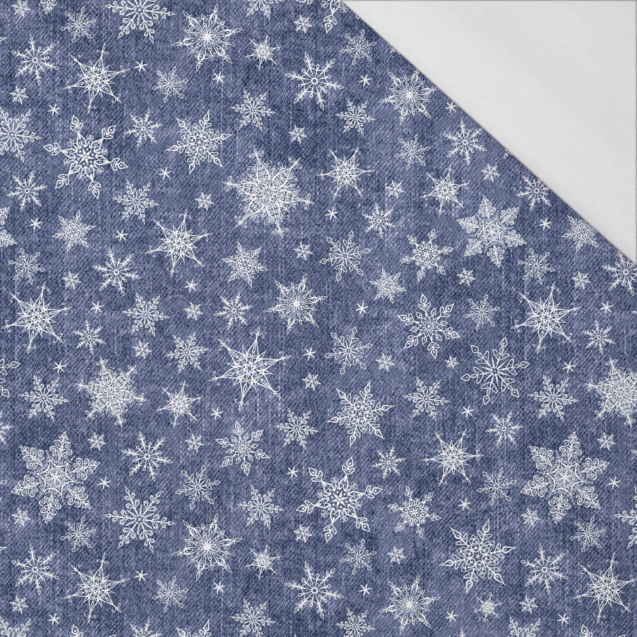 SNOWFLAKES PAT. 2 / ACID WASH DARK BLUE - single jersey with elastane 