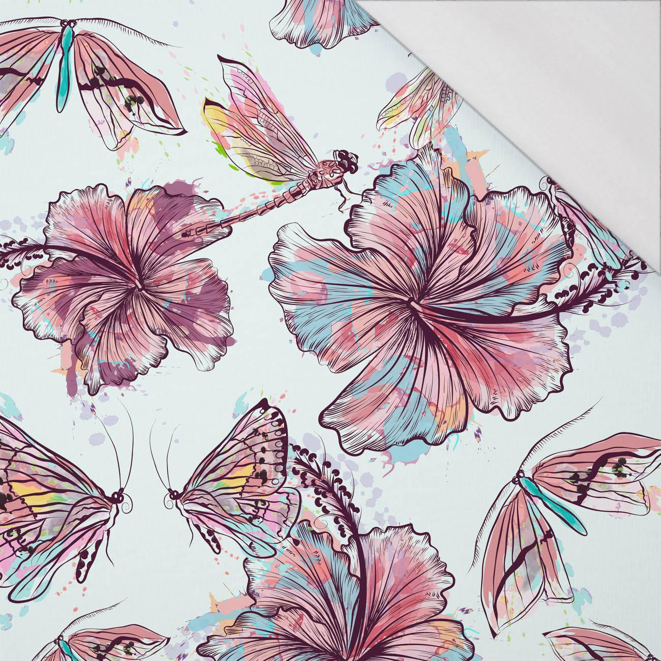 HIBISCUS AND BUTTERFLIES - single jersey with elastane 