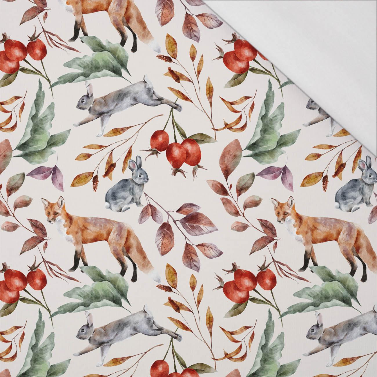 FOREST ANIMALS PAT. 2 / WHITE (COLORFUL AUTUMN) - single jersey with elastane 
