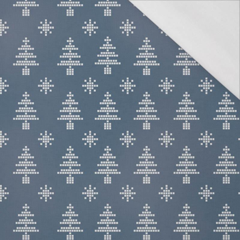 CHRISTMAS TREES AND SNOWFLAKES / (acid) dark blue (NORWEGIAN PATTERNS) - single jersey with elastane 