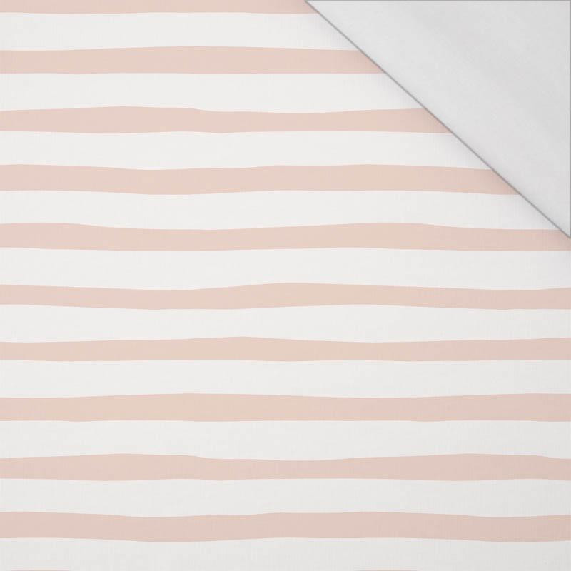 STRIPES - ECRU AND LIGHT PINK (BIRDS IN LOVE) - single jersey with elastane 