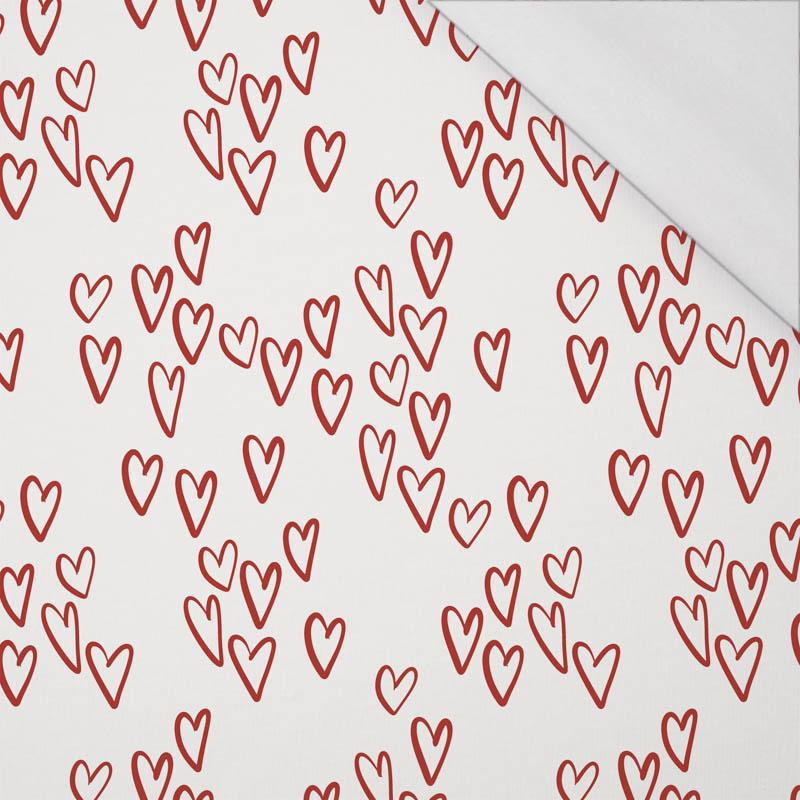 BUBBLE HEARTS / ECRU (BIRDS IN LOVE) - single jersey with elastane 