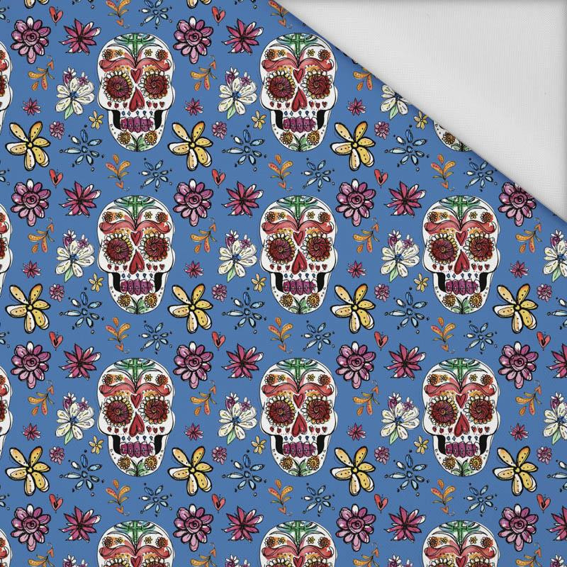 SKULLS pat. 2 / blue (DIA DE LOS MUERTOS) - Waterproof woven fabric