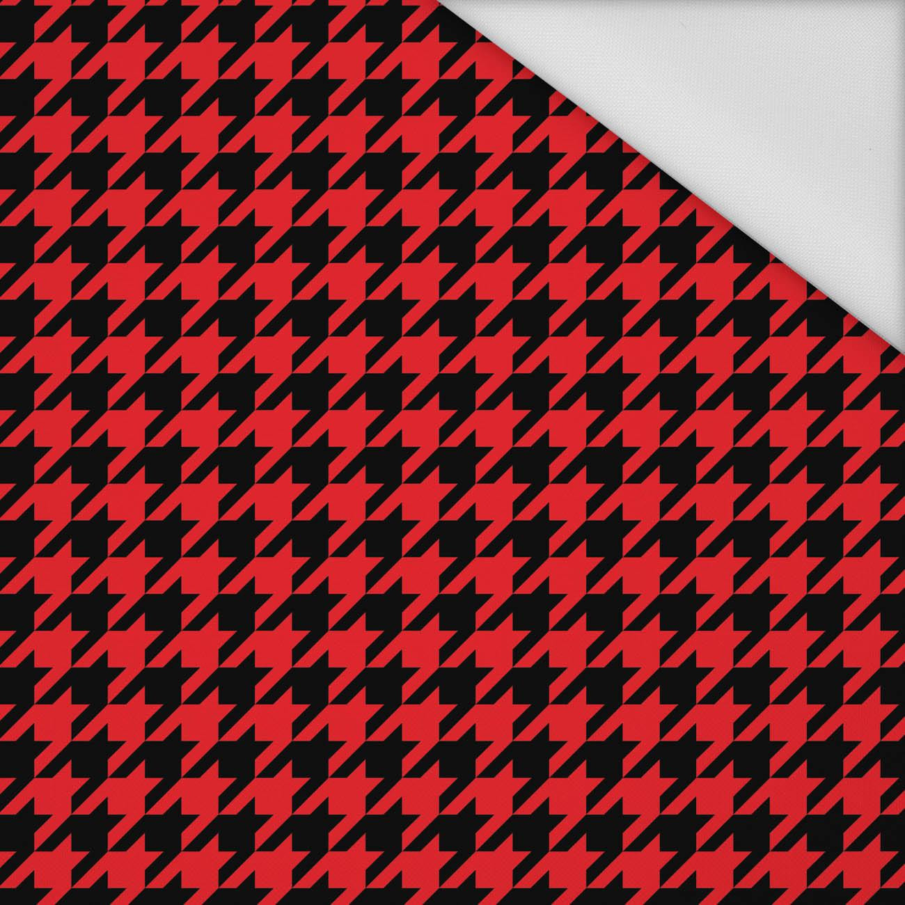 BLACK HOUNDSTOOTH / red - Waterproof woven fabric