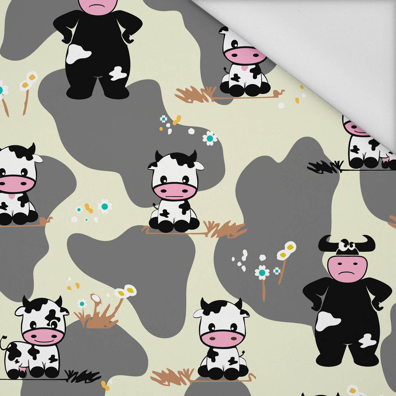COWS ON BEIGE - Waterproof woven fabric