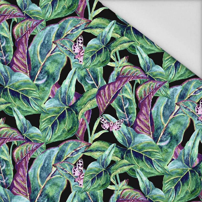 MINI LEAVES AND INSECTS PAT. 1 (TROPICAL NATURE) / black - Waterproof woven fabric