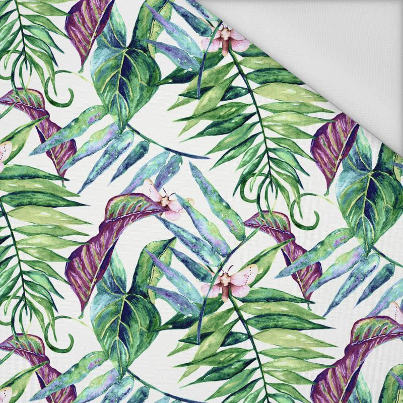 MINI LEAVES AND INSECTS PAT. 2 (TROPICAL NATURE) / white - Waterproof woven fabric
