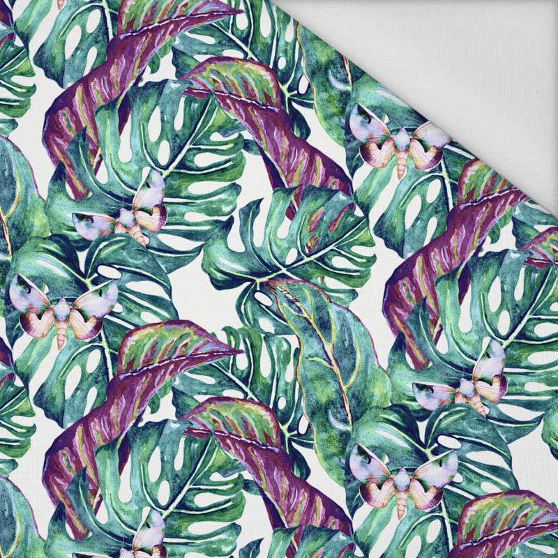 MINI LEAVES AND INSECTS PAT. 5 (TROPICAL NATURE) / white - Waterproof woven fabric