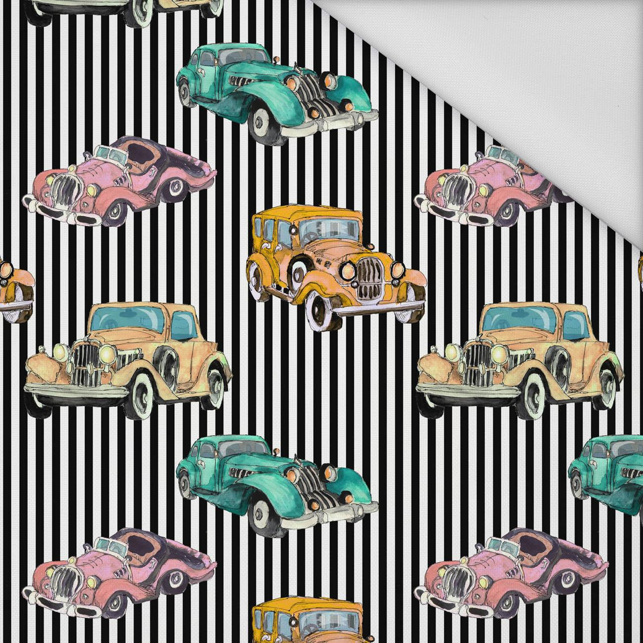 OLD CARS / STRIPES pat. 3 - Waterproof woven fabric
