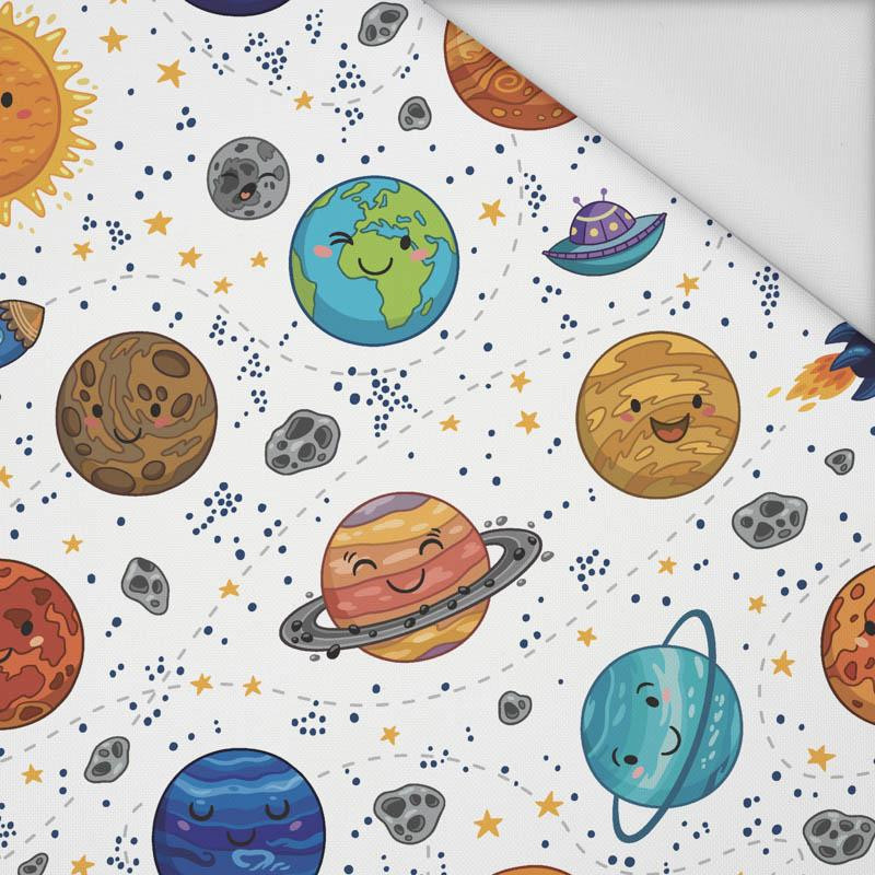 PLANETS / white - Waterproof woven fabric