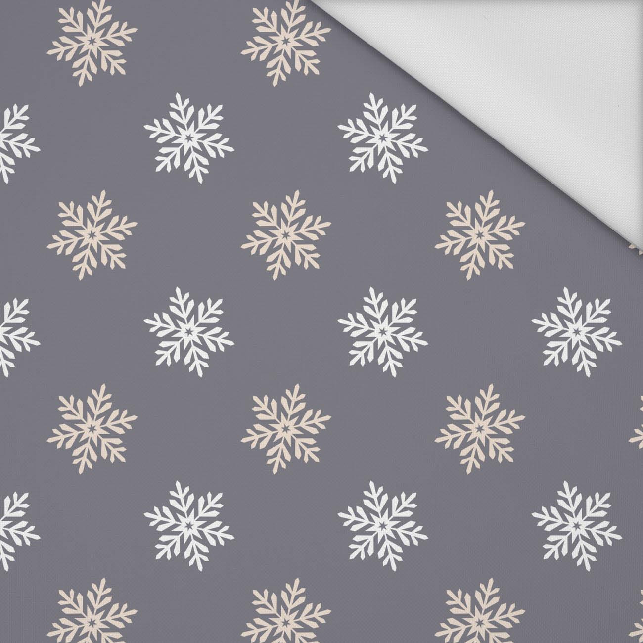 SNOWFLAKES pat. 5 (WINTER TIME) / grey - Waterproof woven fabric