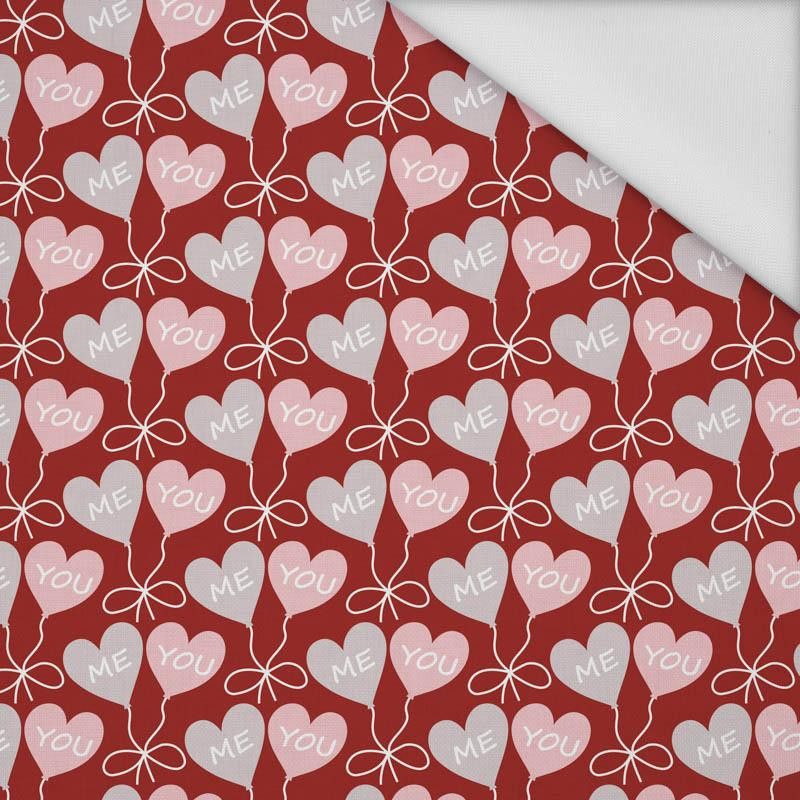 HEARTS (BALLOONS) / red (VALENTINE'S HEARTS) - Waterproof woven fabric