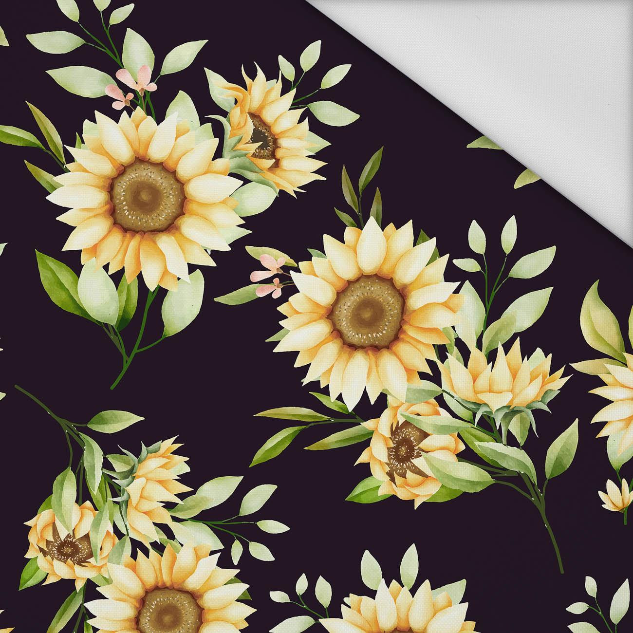 SUNFLOWERS PAT. 6 / black - Waterproof woven fabric