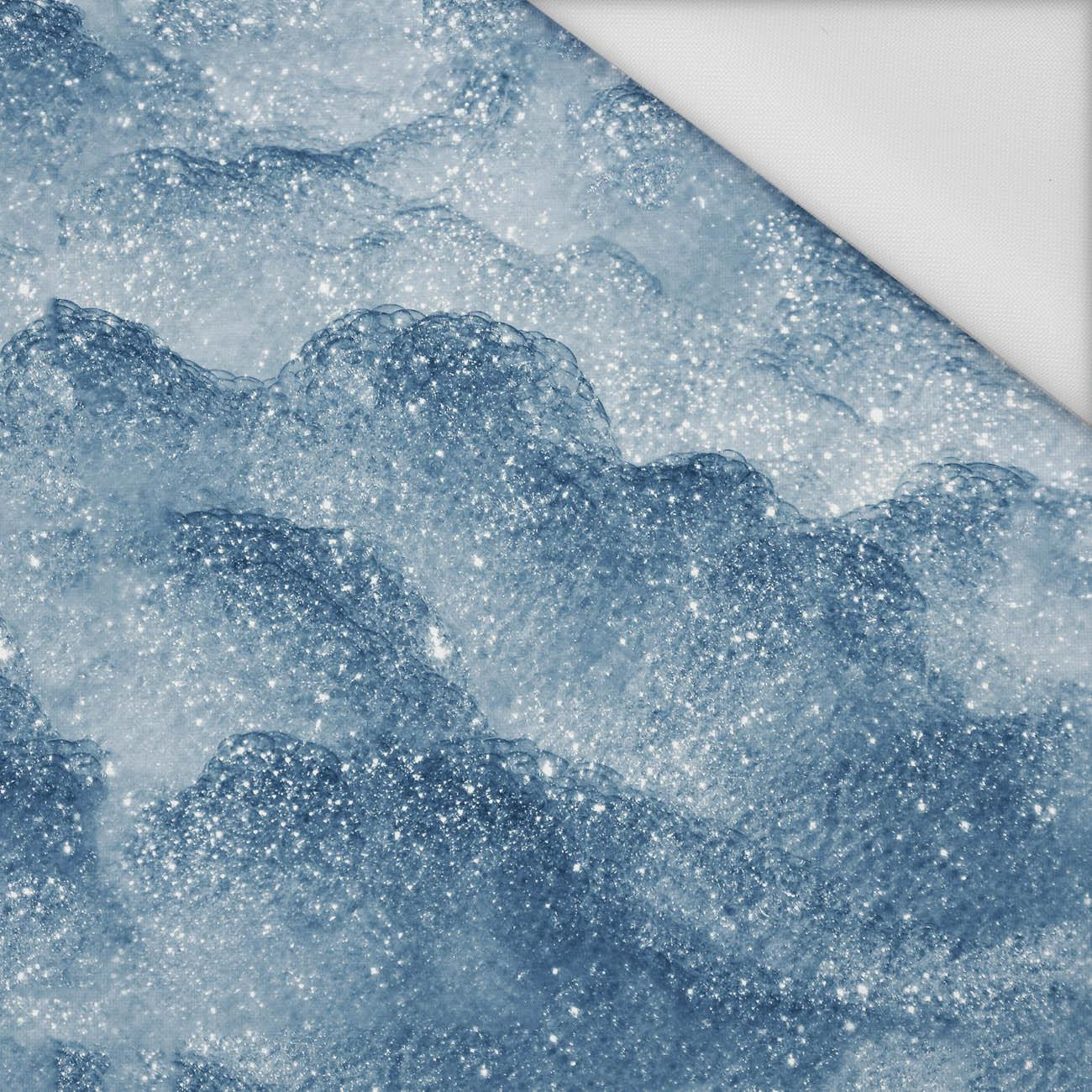 SNOW / sea blue (PAINTED ON GLASS) - Waterproof woven fabric
