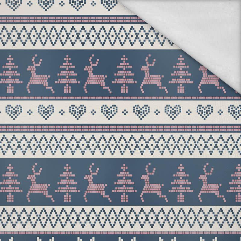 REINDEERS PAT. 3 / dark blue (NORWEGIAN PATTERNS)  - Waterproof woven fabric