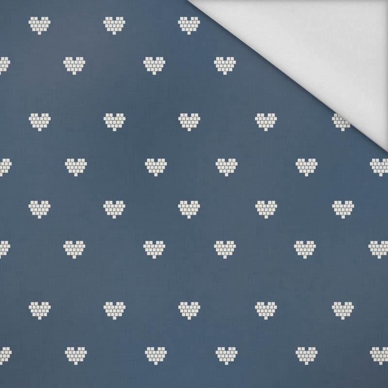 HEARTS / (acid) dark blue (NORWEGIAN PATTERNS) - Waterproof woven fabric