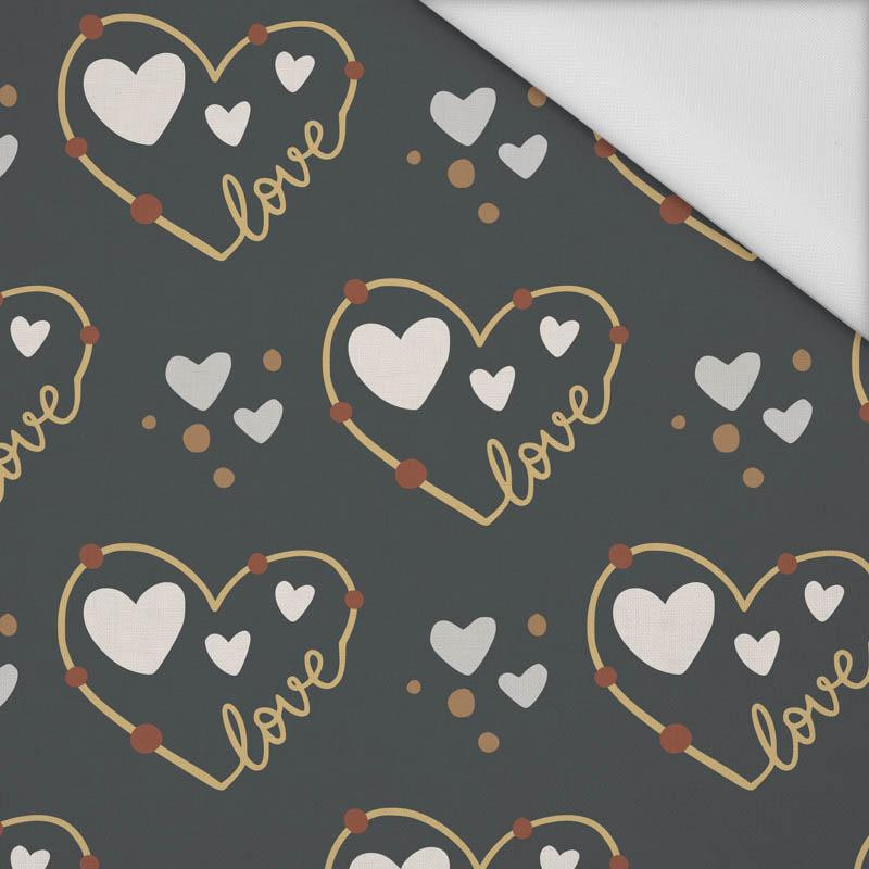 HEARTS (CONTOUR) pat. 3 / white (RAINBOWS AND HEARTS) - Waterproof woven fabric