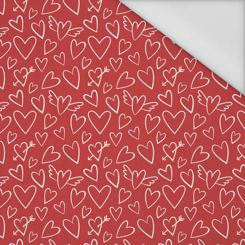 WINGED HEARTS / red (VALENTINE'S MIX) - Waterproof woven fabric