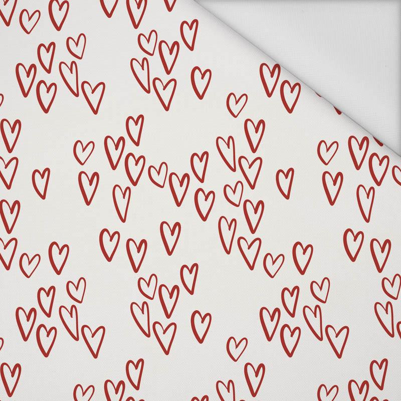 BUBBLE HEARTS / ECRU (BIRDS IN LOVE) - Waterproof woven fabric