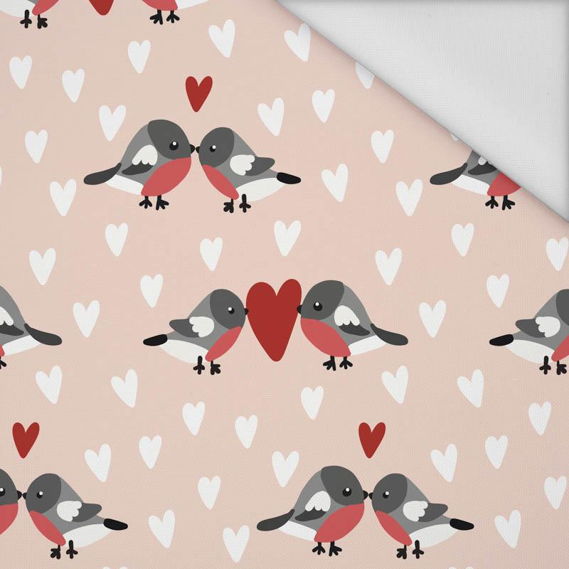 BIRDS IN LOVE PAT. 2 / light pink (BIRDS IN LOVE) - Waterproof woven fabric