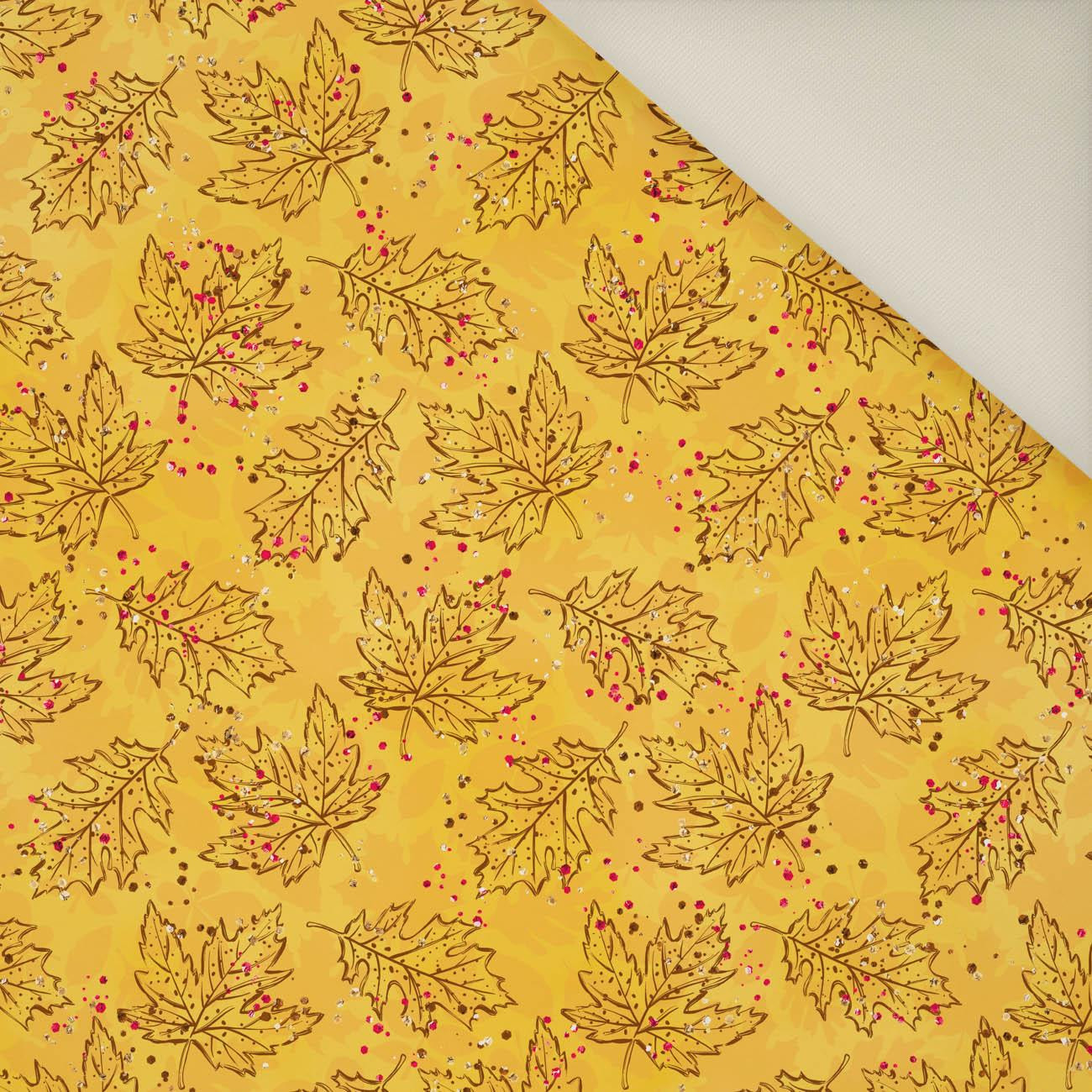 LEAVES CONTOUR / yellow (GLITTER AUTUMN)- Upholstery velour 