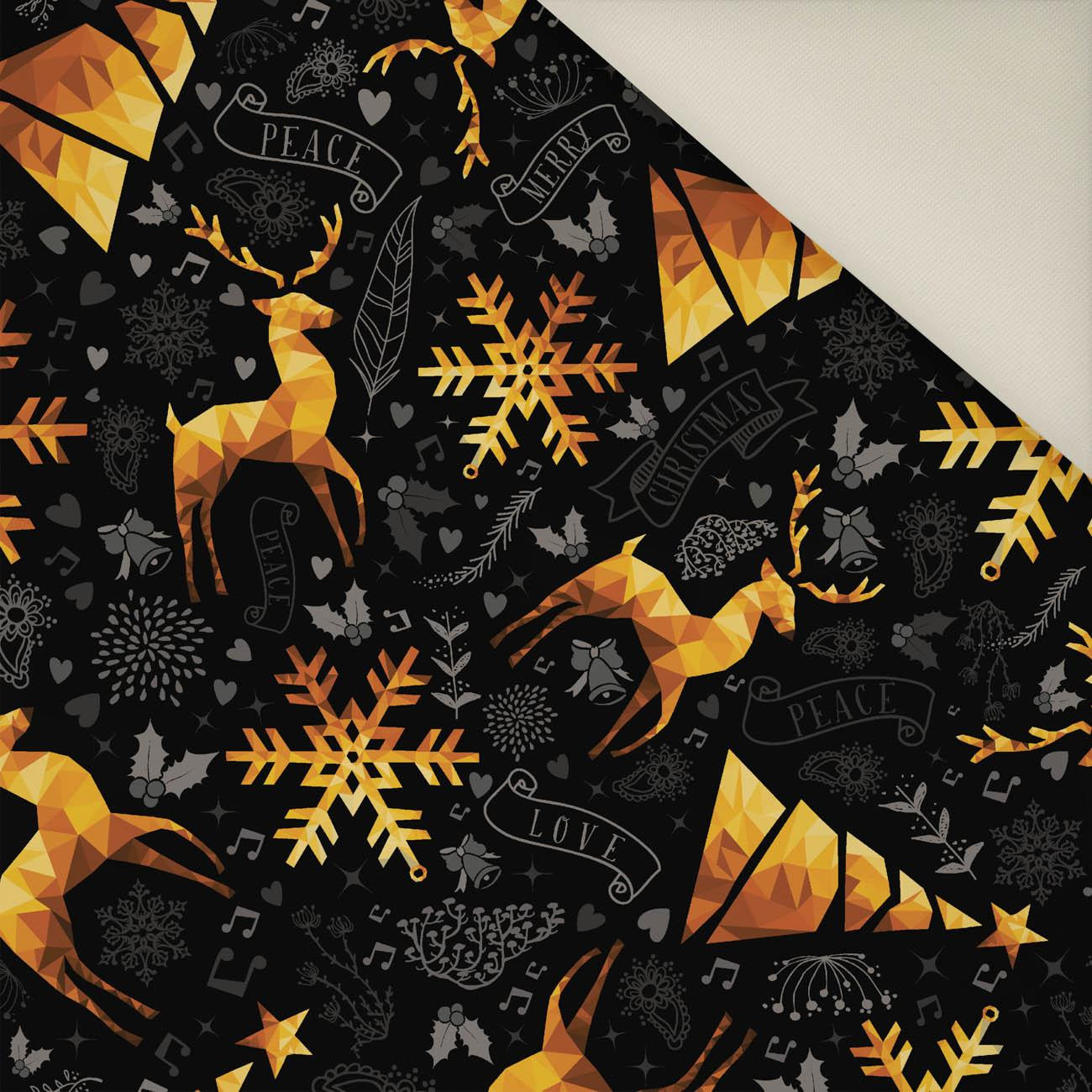 GOLDEN DEERS / black- Upholstery velour 