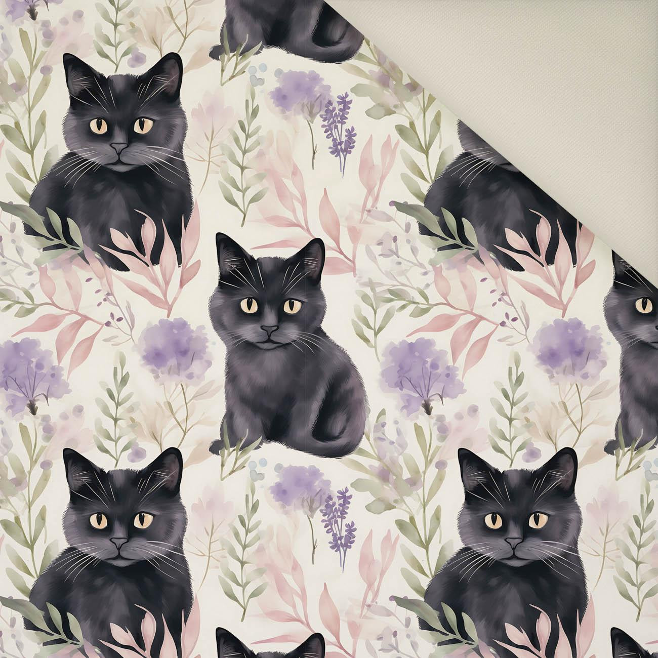 PASTEL BLACK CAT- Upholstery velour 