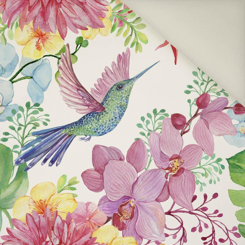 HUMMINGBIRDS AND FLOWERS- Upholstery velour 