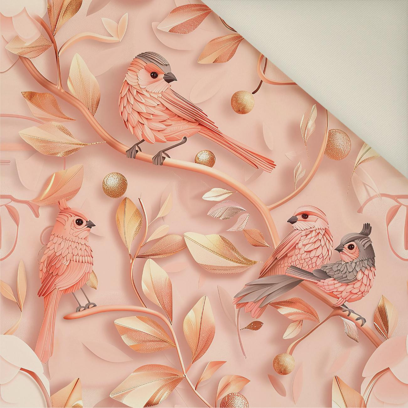 PINK BIRDS- Upholstery velour 