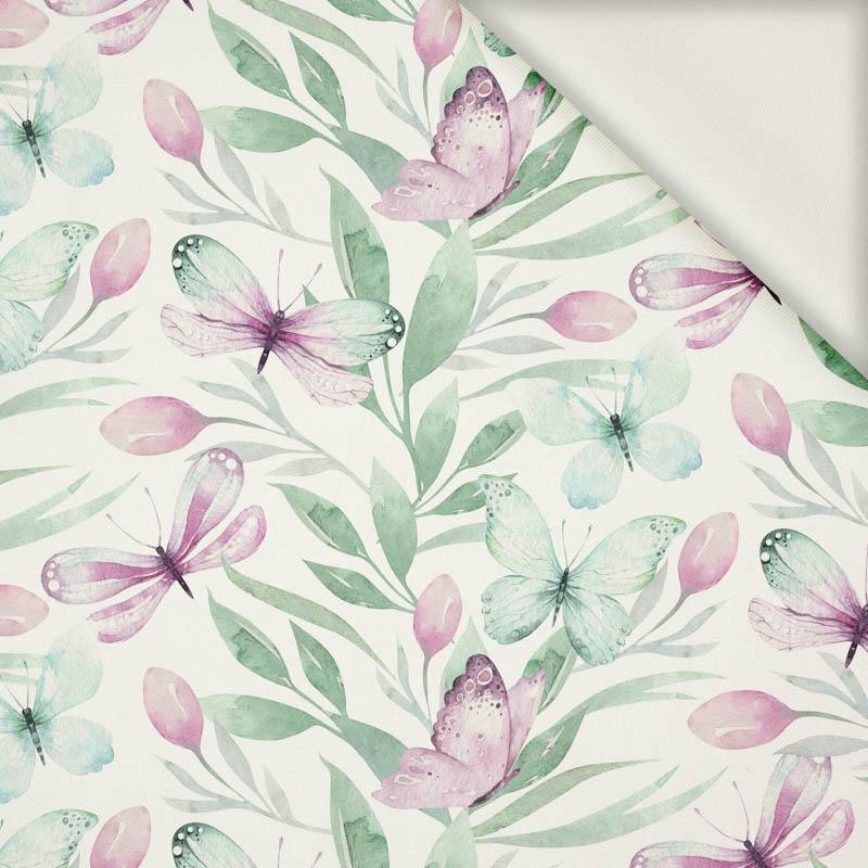 BUTTERFLIES MIX PAT.1 (WATER-COLOR BUTTERFLIES) - viscose woven fabric