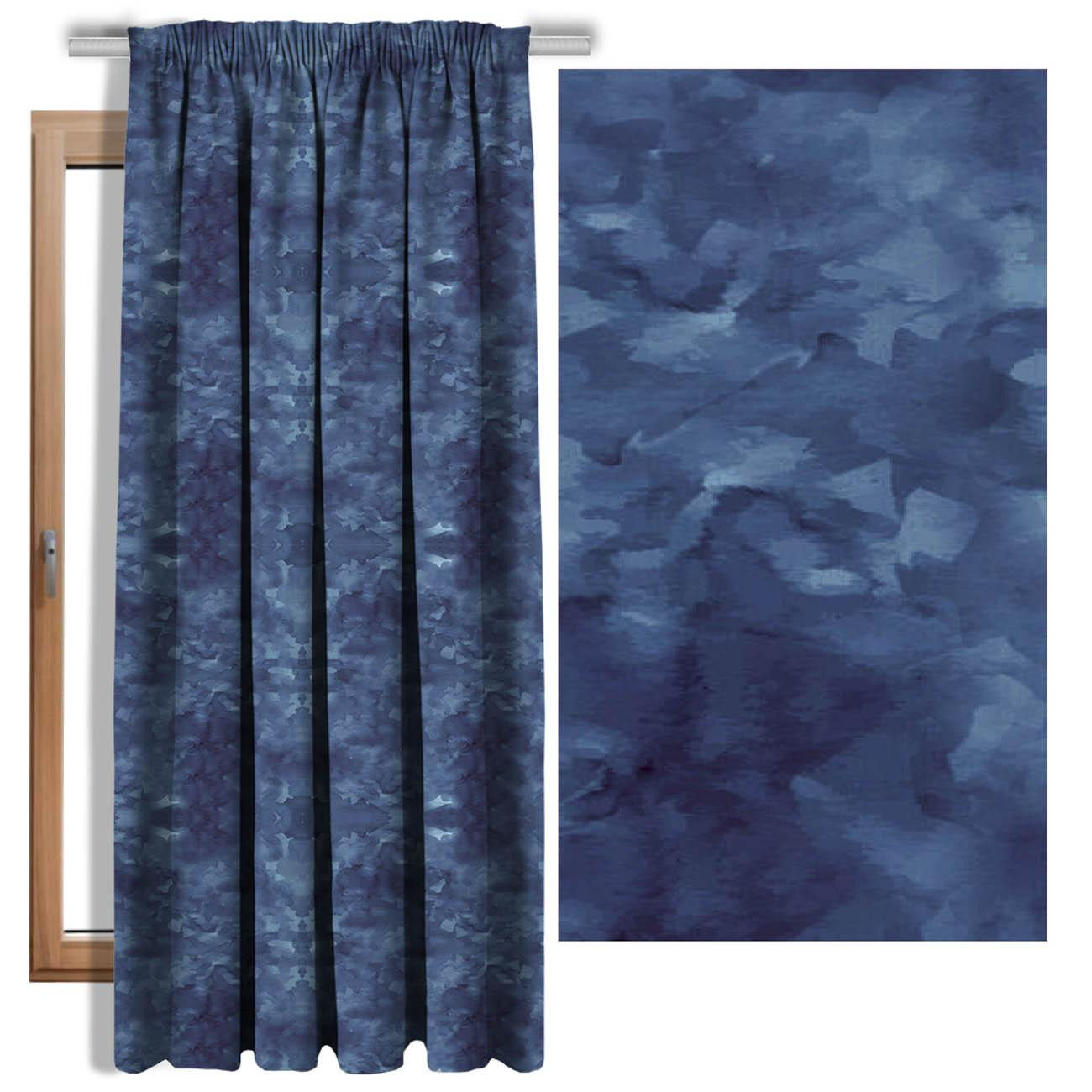 Blue BLACKOUT Faux Suede Polyester Fabric For Curtains Upholstery